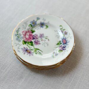 Vintage Crown Staffordshire England's Glory Bread & Butter Plates – Set of 4